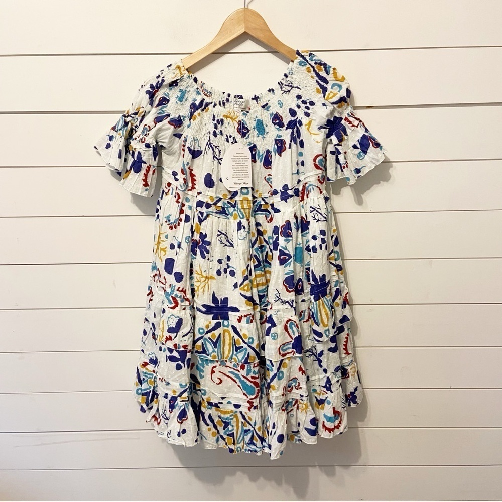 NWTs Vintage Ibiza | Bobbin Block Print Tiered 100% Cotton Babydoll Dress M/L